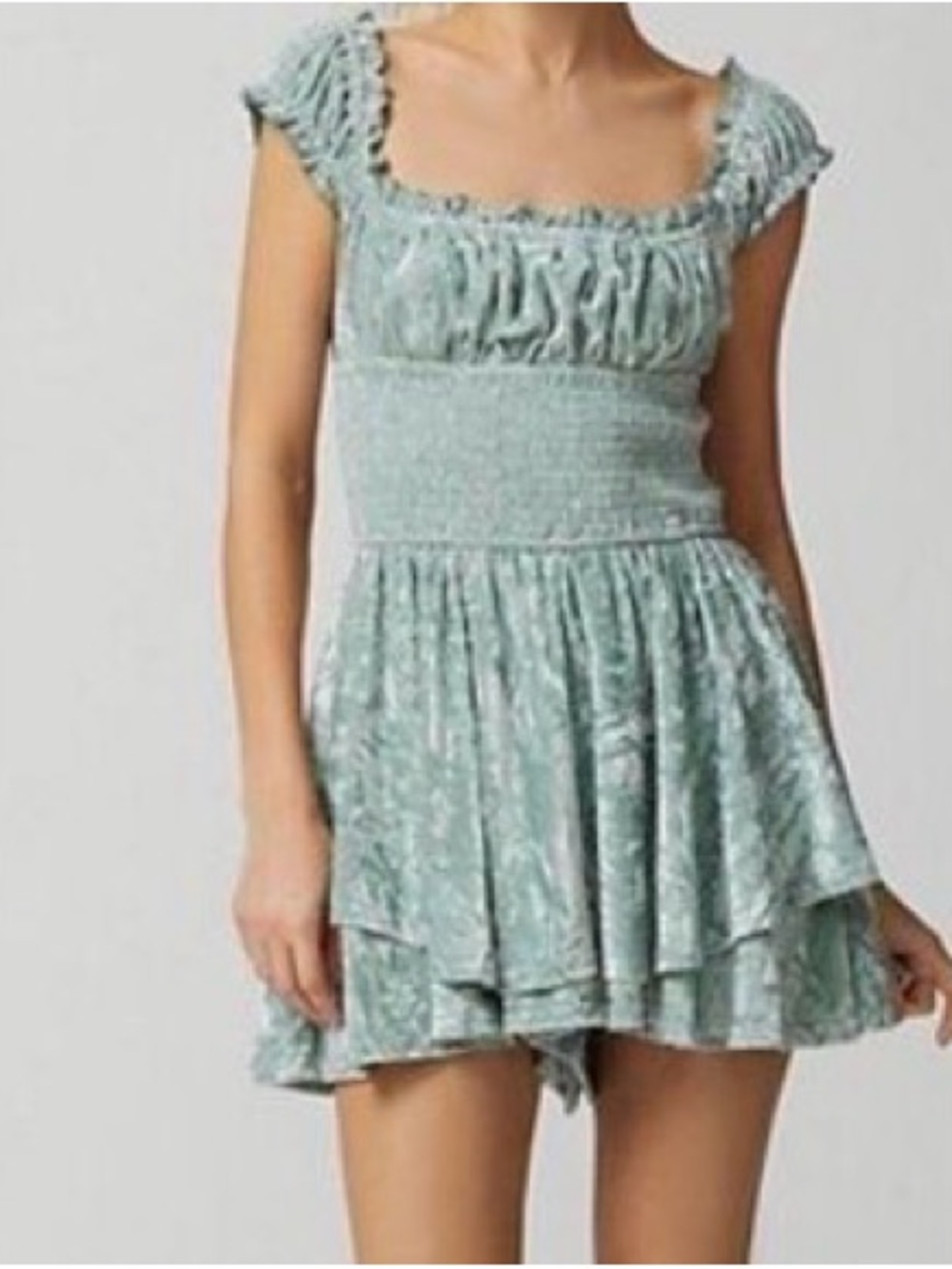 Urban Outfitters burnout Velvet Romper Mini Dress Milkmaid Festival renaissance